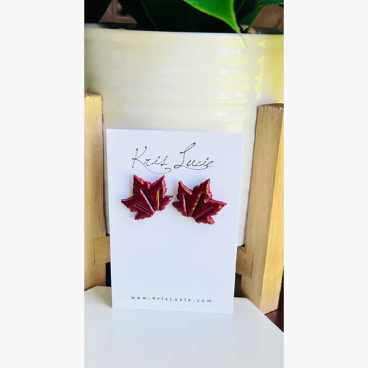 Red Wine Maple Leaf Studs