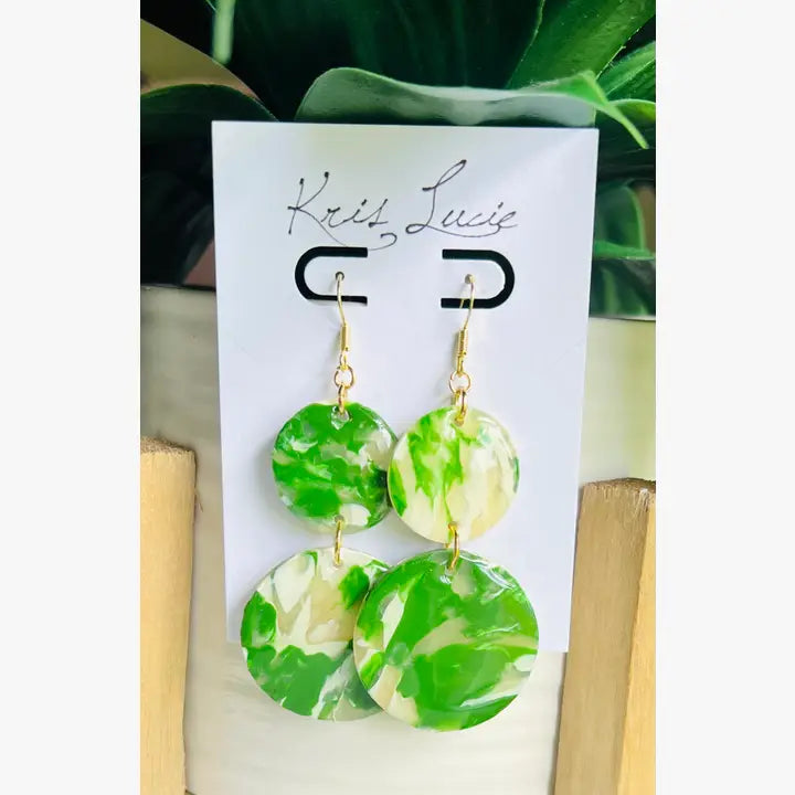 Green Marble Earrings