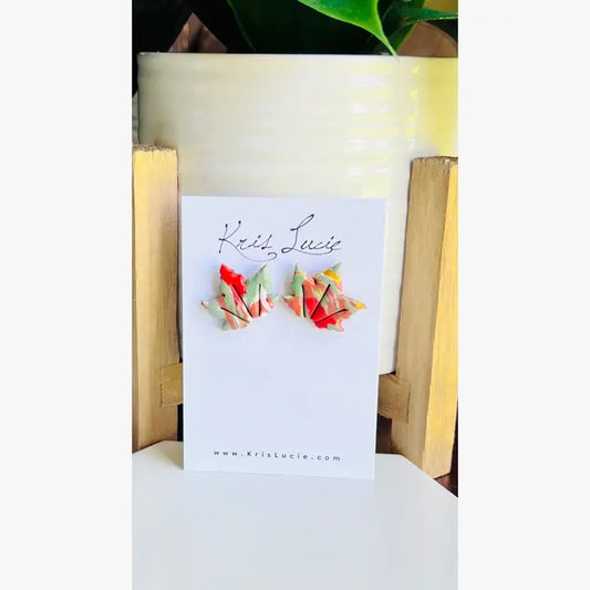 Terra Cotta Red Mix Maple Leaf Studs