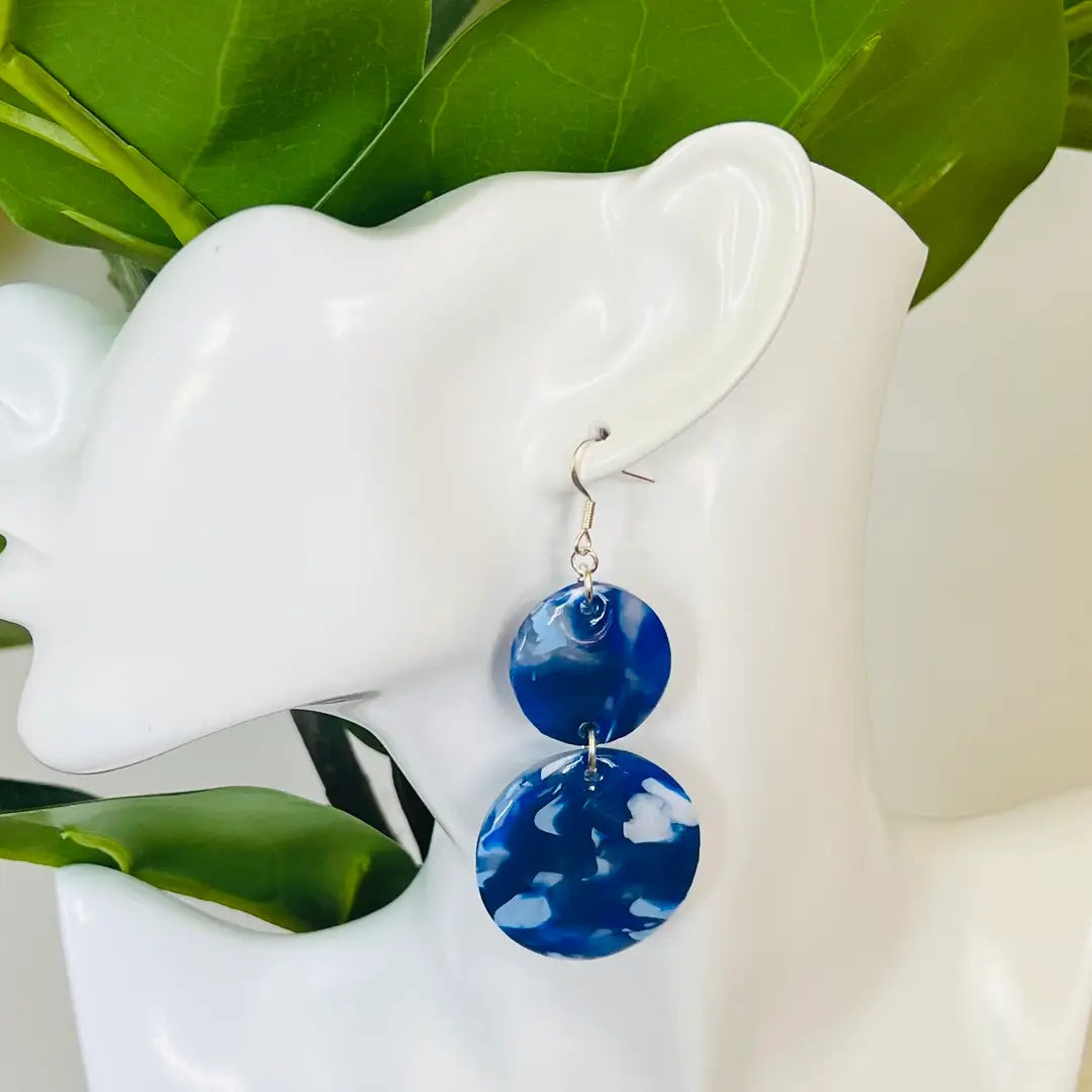 Blue Marble Earrings