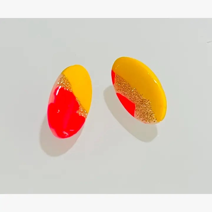 Yellow & Pink Glitter Studs