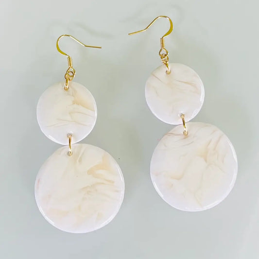 White Marble Dangle Earrings