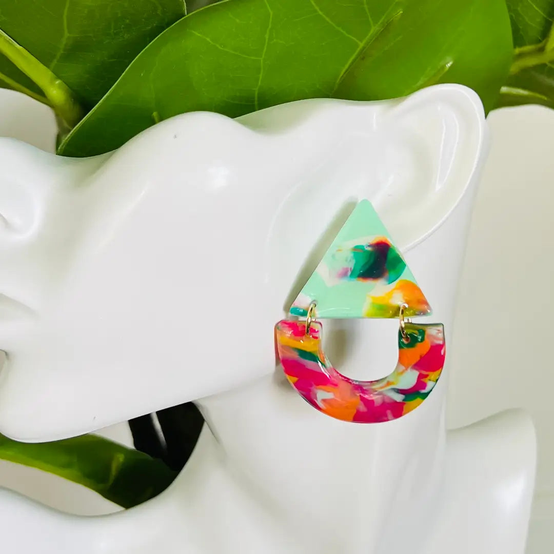 Mint Colorful Dangle Earrings