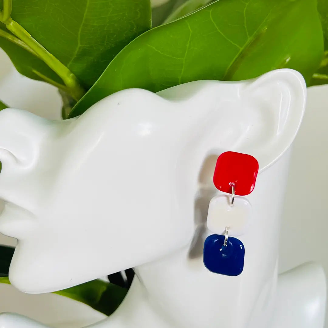 Red White & Blue Dangle Earrings