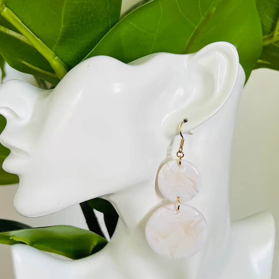 White Marble Dangle Earrings