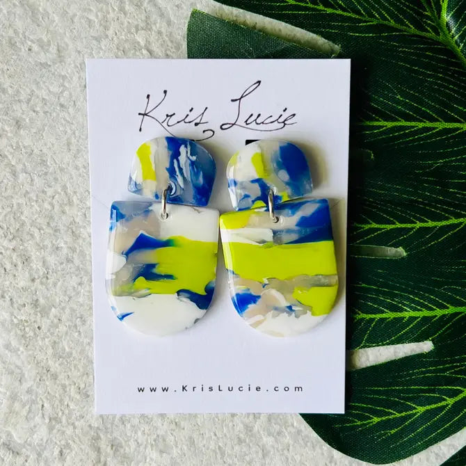 Blue & Lime Green Mix Earrings