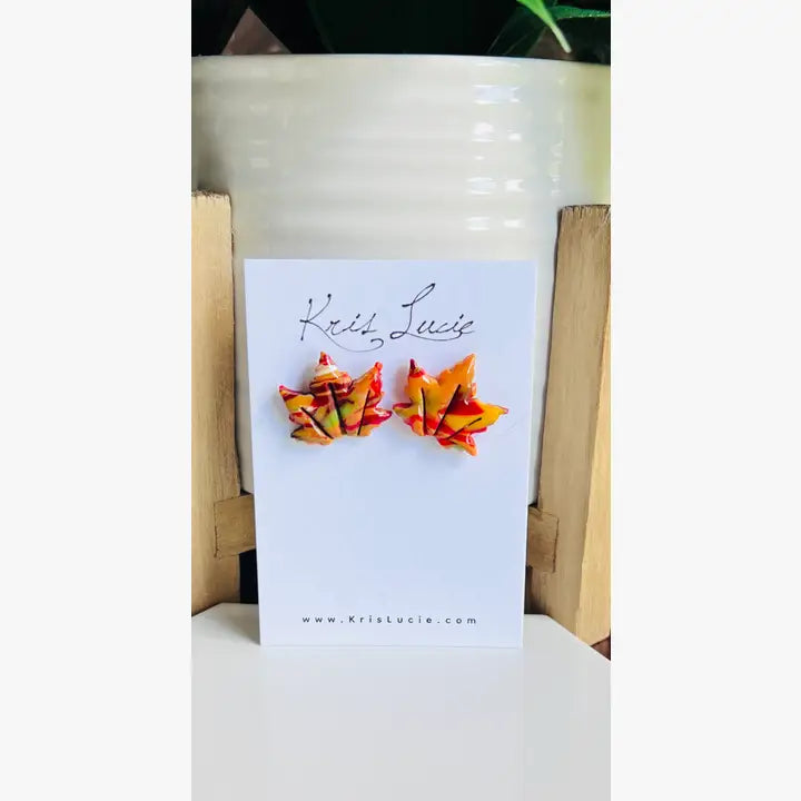 Fall Orange Mix Maple Leaf Studs