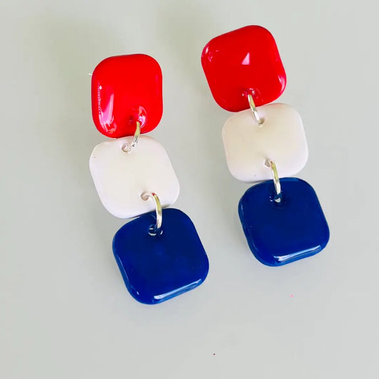 Red White & Blue Dangle Earrings