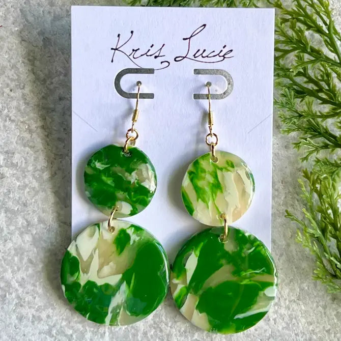 Green Marble Earrings