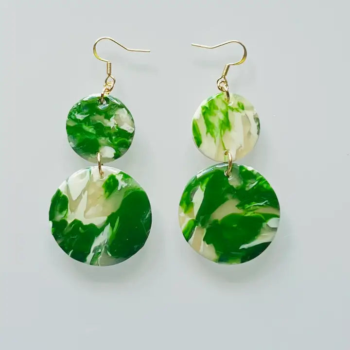 Green Marble Earrings