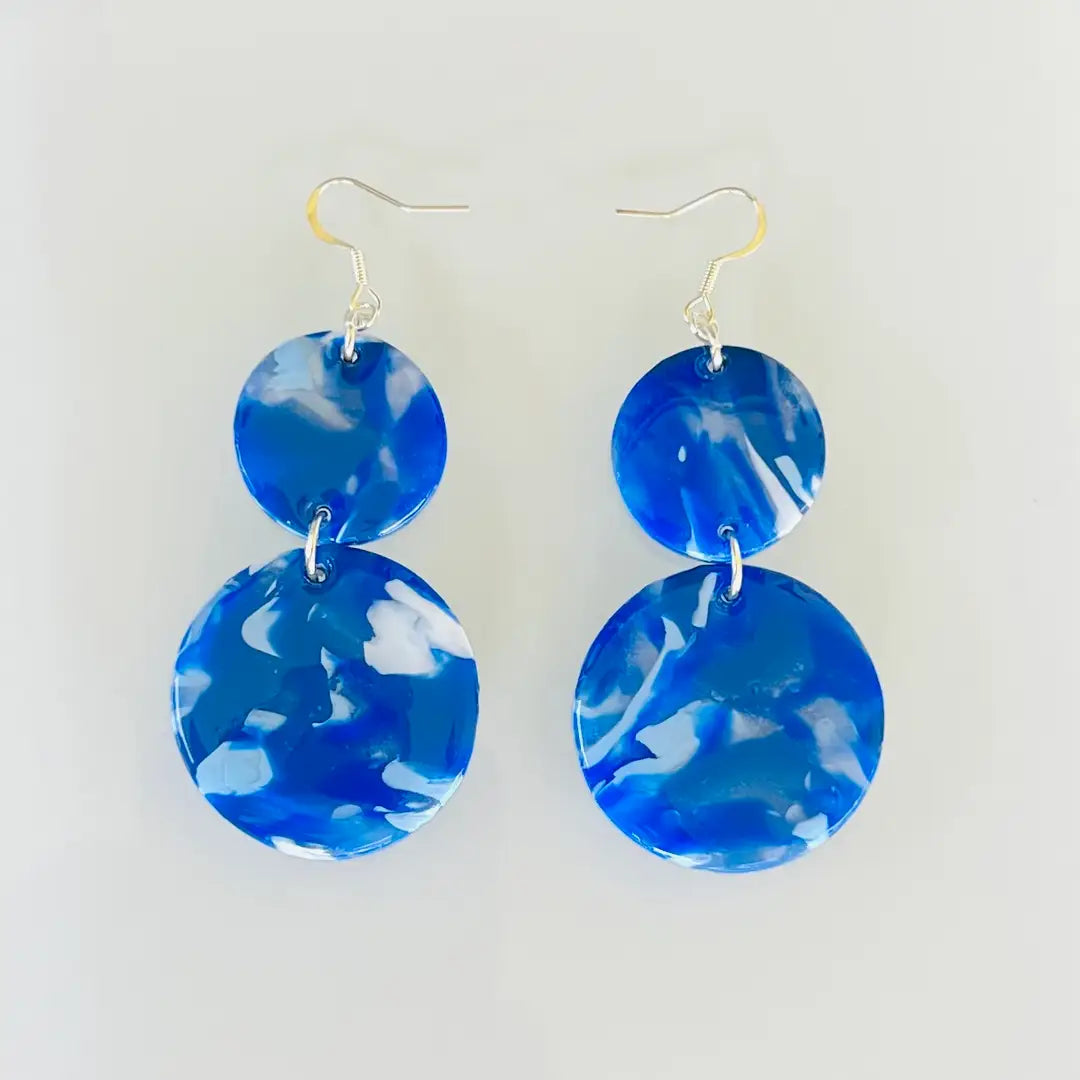 Blue Marble Earrings