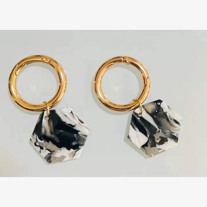 Black & White Mix Hexagon Keychain 