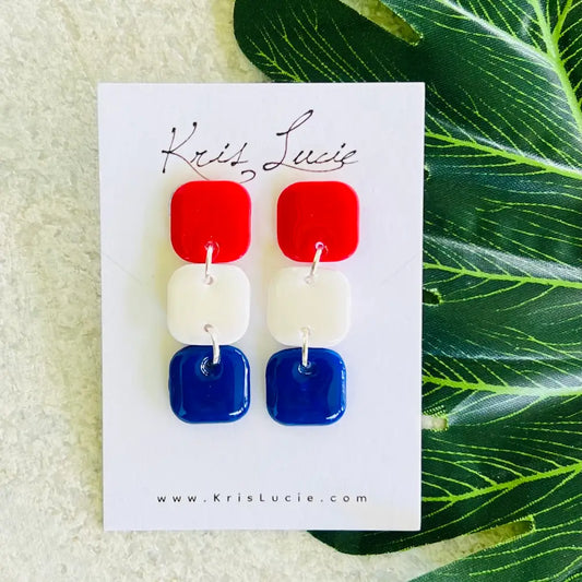 Red White & Blue Dangle Earrings