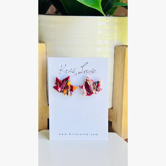 Fall Pomegranate Mix Maple Leaf Studs