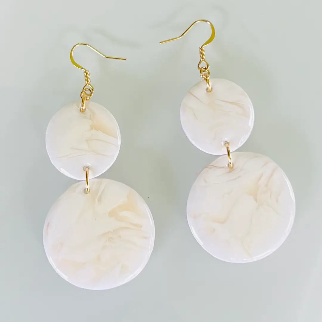White Marble Dangle Earrings