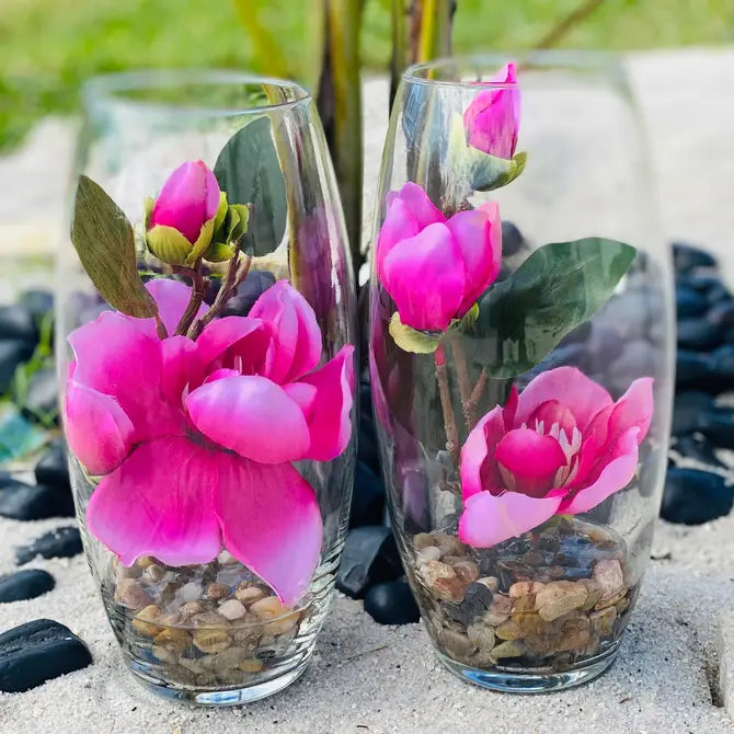 Tropical Fuchsia Flower Glass Vase