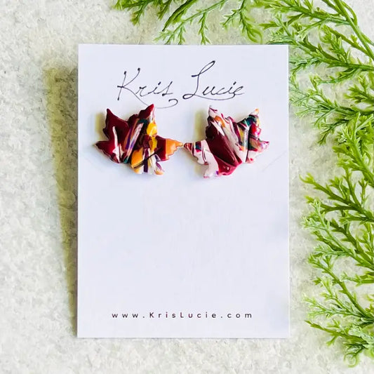 Fall Pomegranate Mix Maple Leaf Studs