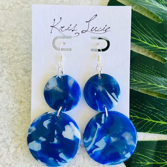 Blue Marble Earrings