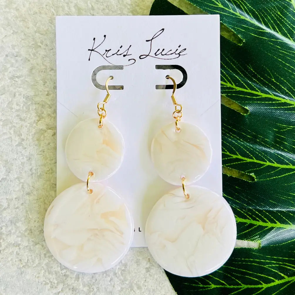 White Marble Dangle Earrings