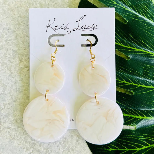 White Marble Dangle Earrings