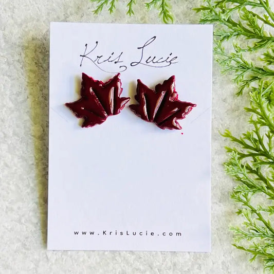 Red Wine Maple Leaf Studs