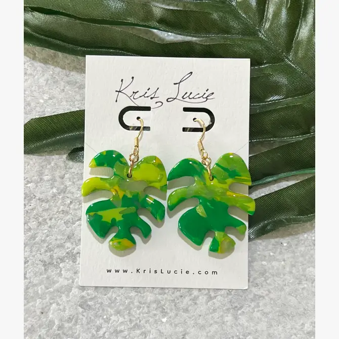 Green Mix Leaf Earrings