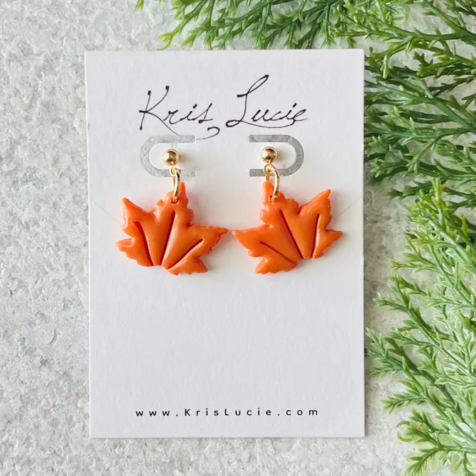 Apricot Maple Leaf Earrings