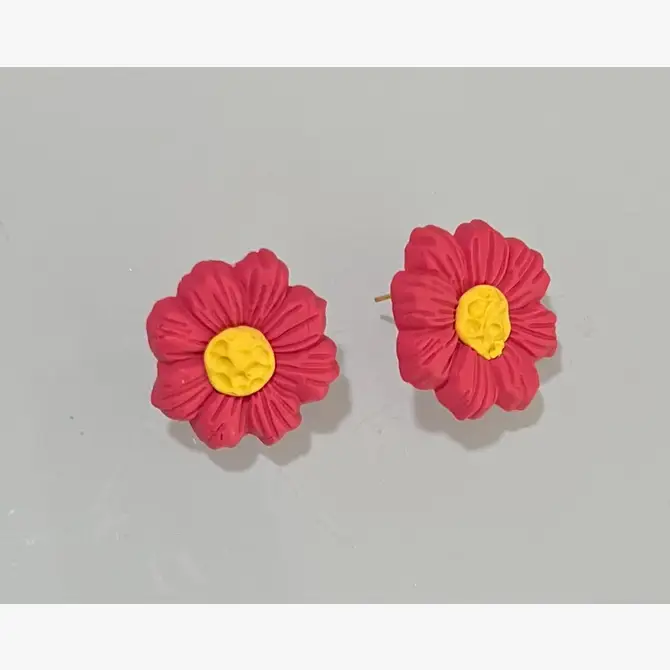 Pink Flower Studs