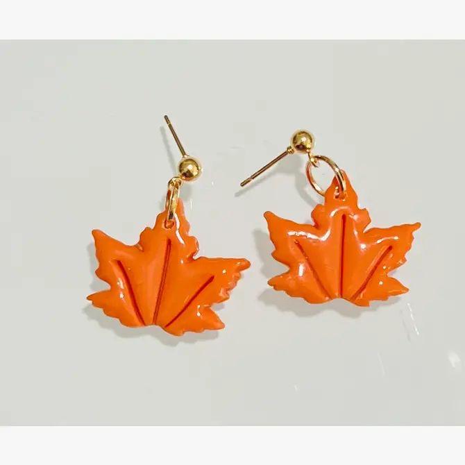 Apricot Maple Leaf Earrings